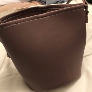 Lavender leather bucket bag